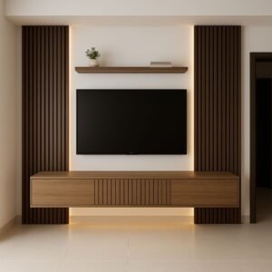 Fluted TV Wall With Grove